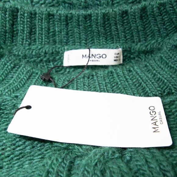 NEW‎ Mango Cable-knit warm sweater, Green, Size M - Picture 8 of 12